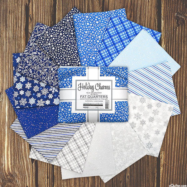 Holiday Sparkle - Blue/Silver - Fat Quarters