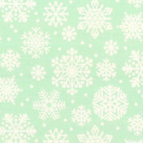 Snow Snuggles - Soft Snowflakes - Pistachio Ice - FLANNEL