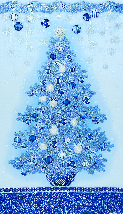 Holiday Flourish - Tinsel - Arctic Blue 24" x 44" PANEL METALLIC