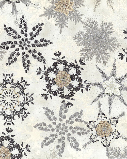 Snow Flower - Snowflake Flourish - Eggshell/Silver