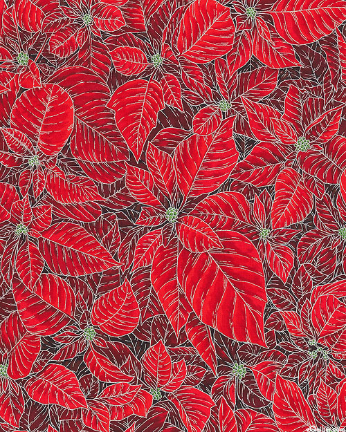 Snow Flower - Poinsettias Petals - Cardinal Red/Silver