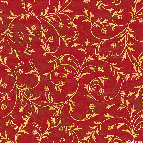 Snow Flower - Scrolling Holly - Lacquer Red/Gold