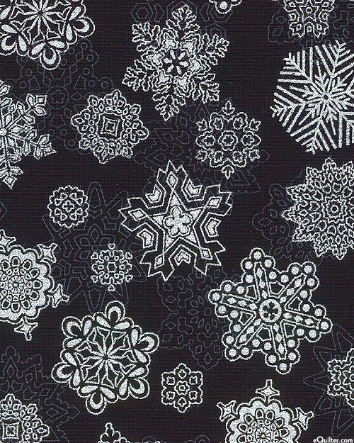 Snow Flower - Drifting Snowflakes - Black/Silver
