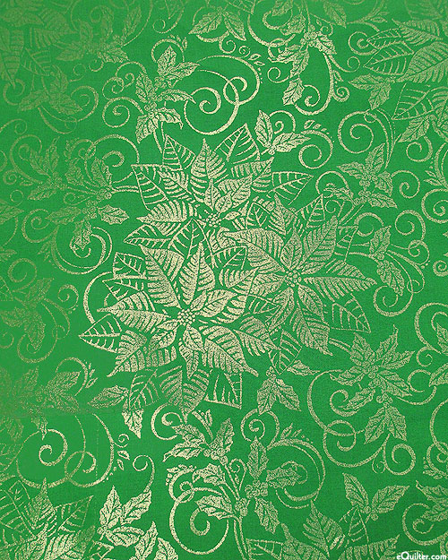 Season Of Sparkle - Poinsettias - Holly Green/Silver