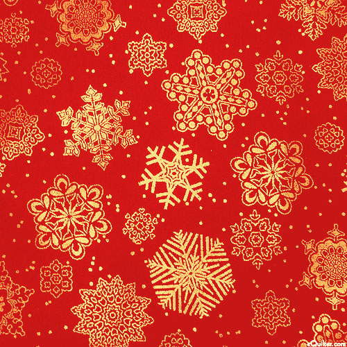 Season Of Sparkle - Snowflakes - Scarlet/Gold