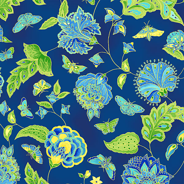 Parvaneh's Butterflies - Garden Gems - Nautical Blue/Gold