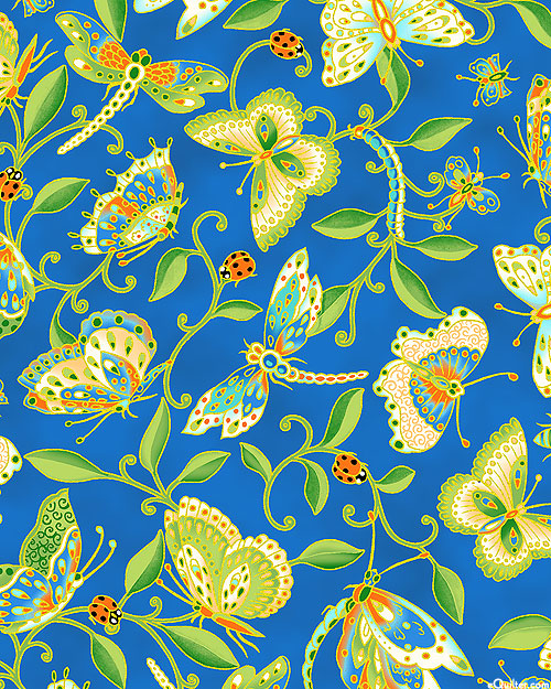 Parvaneh's Butterflies - Botanical Ballet - Royal Blue/Gold