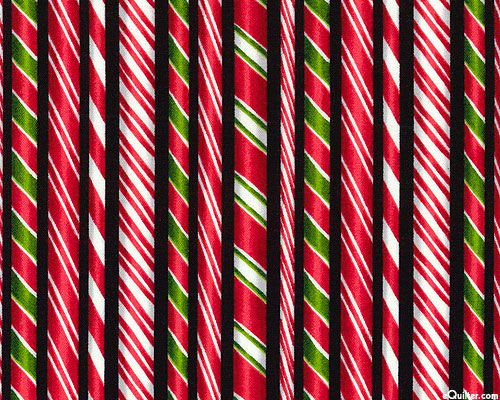 Holly Jolly Christmas 4 - Candy Stick Stripe - Black