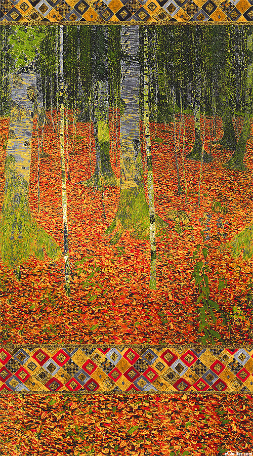 Gustav Klimt - Beech Forest - Rust/Gold - 24" x 44" PANEL