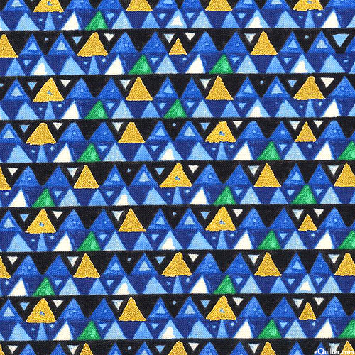 Gustav Klimt - Abstract Triangles - Cobalt/Gold