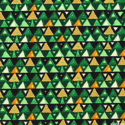 Gustav Klimt - Abstract Triangles - Emerald/Gold