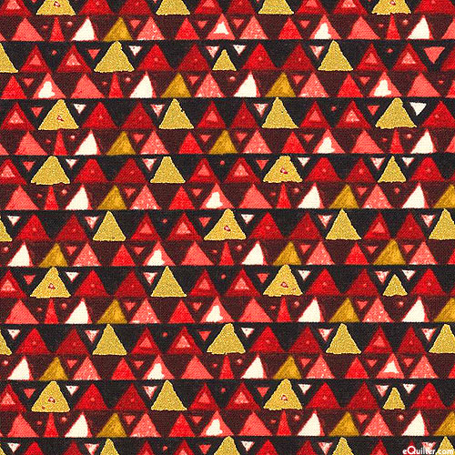Gustav Klimt - Abstract Triangles - Scarlet/Gold
