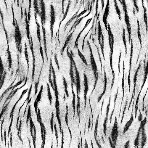 Animal Kingdom - White Tiger Stripe Jersey KNIT - Ash - 59" WIDE