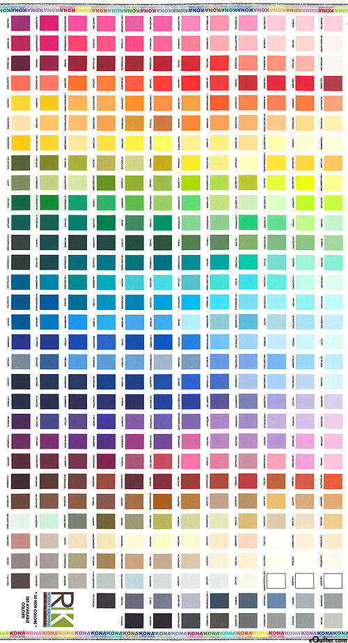 Kona Cotton Color Chart - 2019 - 24" x 44" PANEL - DIGITAL PRINT