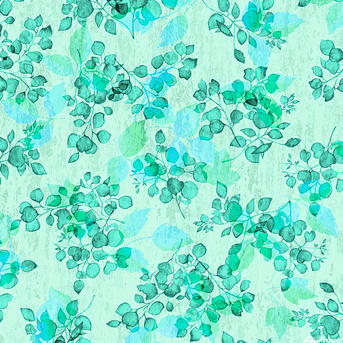Sienna - Leafy Stems - Aquamarine