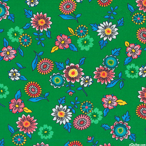 London Calling 11 - Floral - Emerald - LAWN