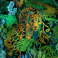 Midnight In The Jungle - Garden Leopard