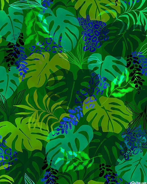 Midnight In The Jungle - Monstera Mash - Jungle Green - DIGITAL