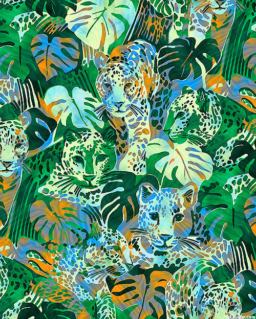 Midnight In The Jungle - Leopard Lookout - Green - DIGITAL