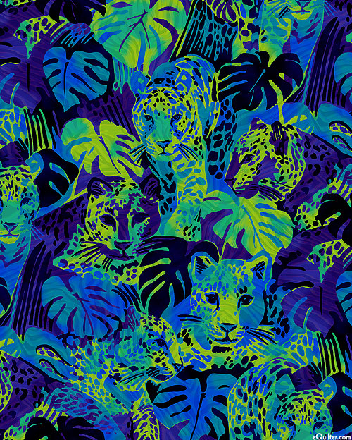 Midnight In The Jungle - Leopard Lookout - Cerulean - DIGITAL