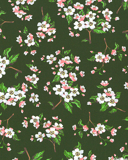 Apple Blossom - Floral Delights - Hunter Green