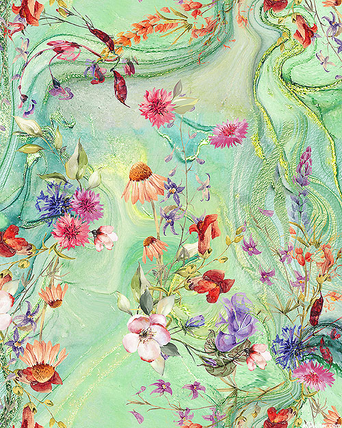 Misty Garden - Dreamy Florals - Celery Green - DIGITAL