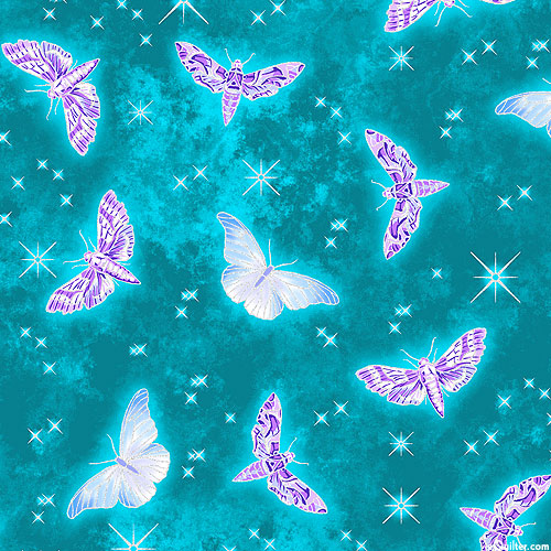 Mystic Moon - Nighttime Butterflies - Jade Green/Silver