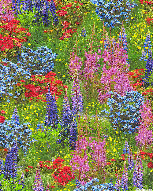 Nature's Wonder - Mountain Wildflowers - Moss Green - DIGITAL