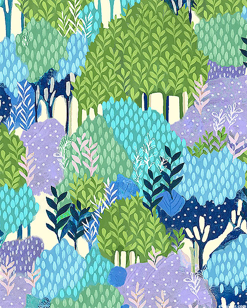 Painterly Trees - Forested - Dk Navy - DIGITAL