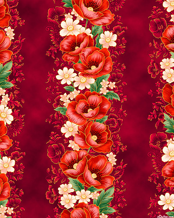 Poppy Hill - Blossom Stripe - Wine Red/Gold