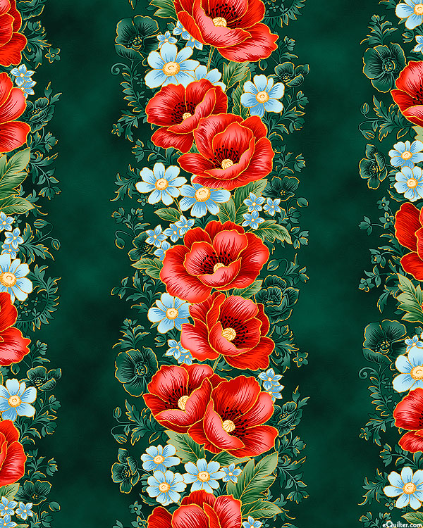 Poppy Hill - Blossom Stripe - Emerald/Gold