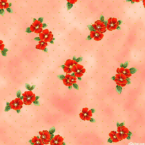 Poppy Hill - Polka Dot Blossoms - Peach/Gold
