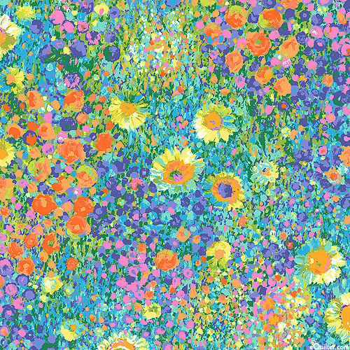 Painterly Petals - Super Bloom - Turquoise - DIGITAL PRINT