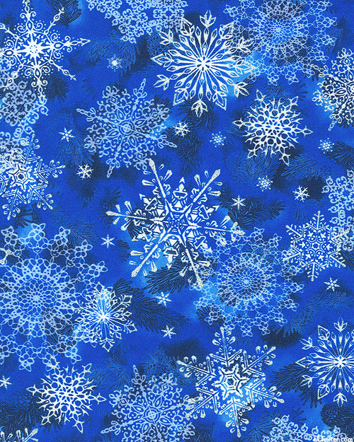 Holiday Flourish - Snowflake Storm - Sapphire - QUILT BACKING