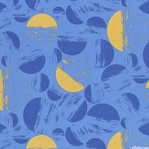 Wishwell: Brushy - Brushed Circles - Periwinkle Blue/Gold