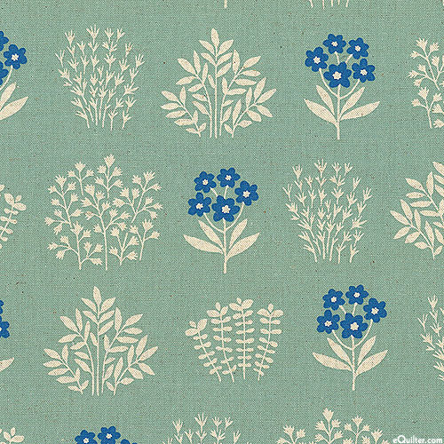 Cotton Flax Prints - Springtime Sprigs - Sage - COTTON/FLAX