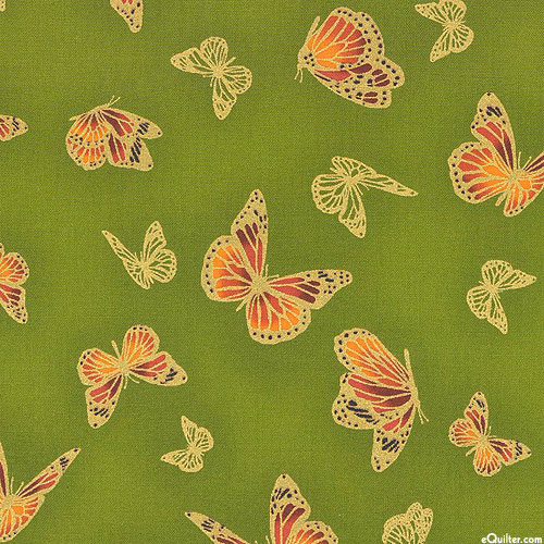 Shades of the Season - Shimmering Butterflies - Leaf Green/Gold