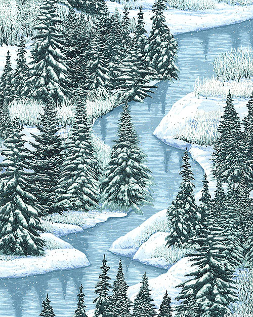 Snowy Brook - Winter Forest - Powder Blue/Silver