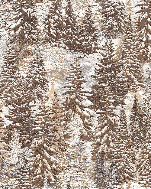 Snowy Brook - Frozen Pines - Latte Beige/Silver