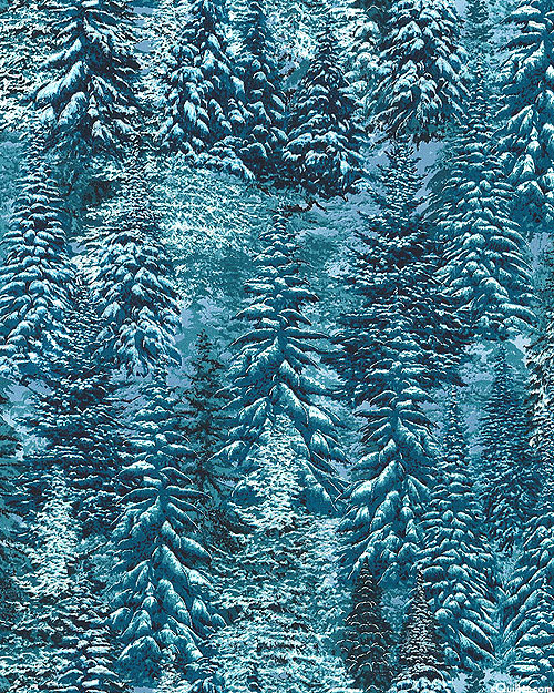 Snowy Brook - Frozen Pines - Steel Blue/Silver
