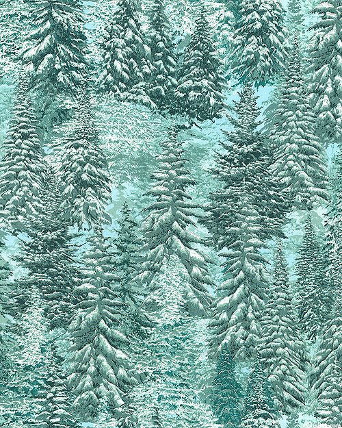 Snowy Brook - Frozen Pines - Sage Green/Silver