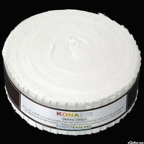 Kona Cotton Skinny Strips - Pure White - 1 1/2" Strips