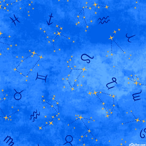 Star Maps - Astrology Symbols - Cornflower Blue/Gold