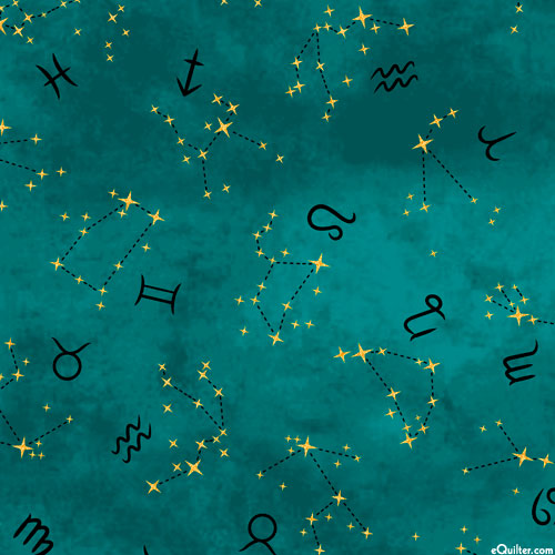 Star Maps - Astrology Symbols - Teal/Gold