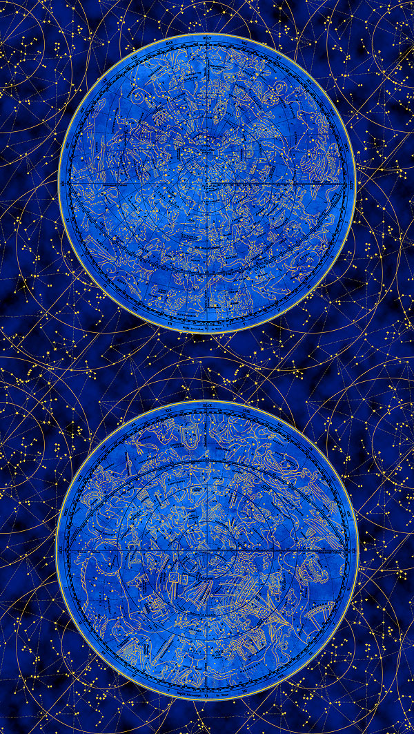 Star Maps - Astrolabe - Midnight Blue/Gold - 24" x 44" PANEL