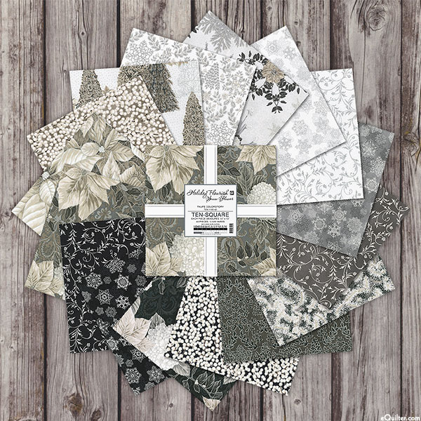Holiday Flourish - Snow Flower: Taupe Colorstory - 10" Squares