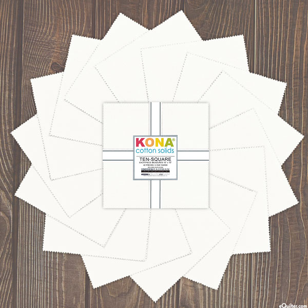Kona Cotton Solids - Snow - 10" Squares