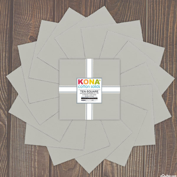 Kona Cotton Solids - Ash Gray - 10" Squares