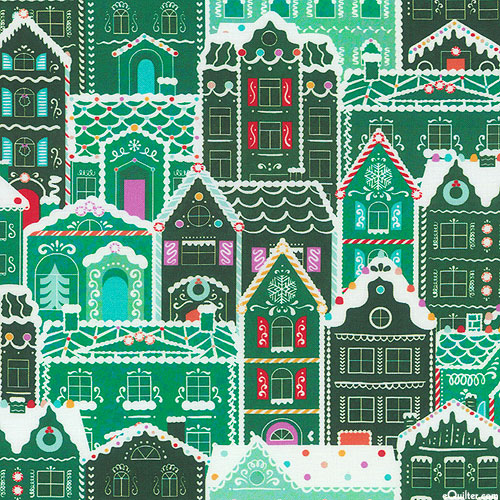 Tinsel Town - Gingerbread Houses - Emerald Green