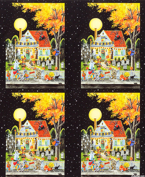 Trick or Treat - Halloween Funhouse - Black - 37" x 44" PANEL